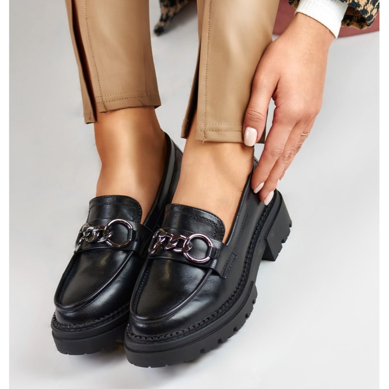 La.Fi Černé mokasíny na platformě z ekokůže černá 1