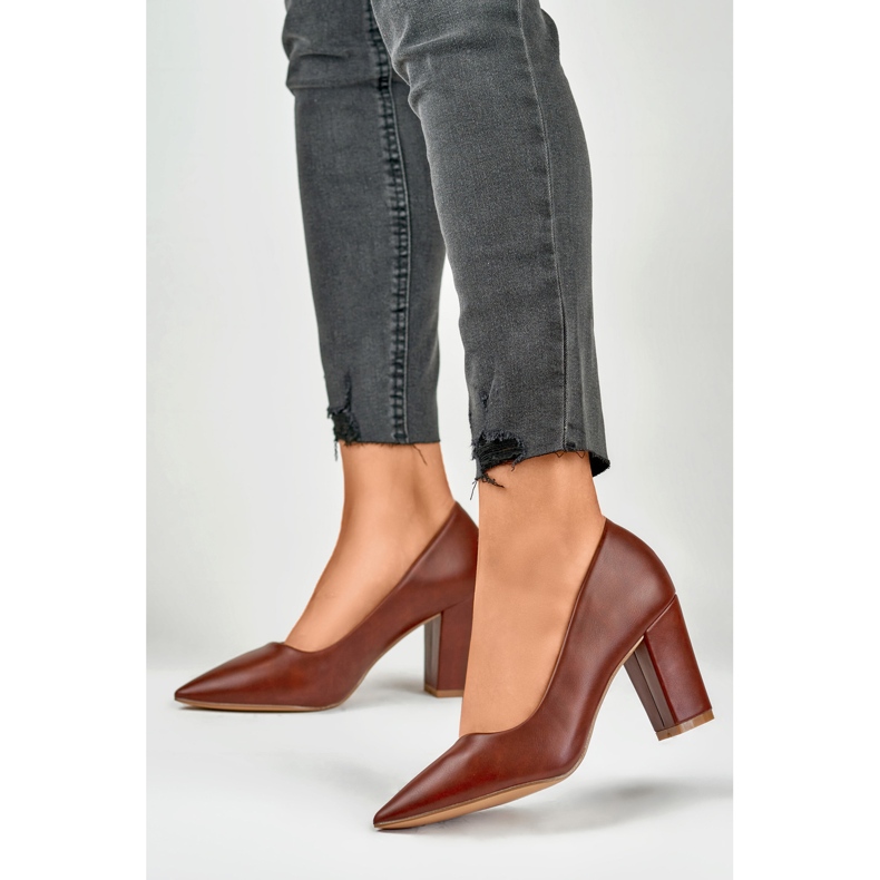 Vínové lodičky na pohodlném podpatku červené 2