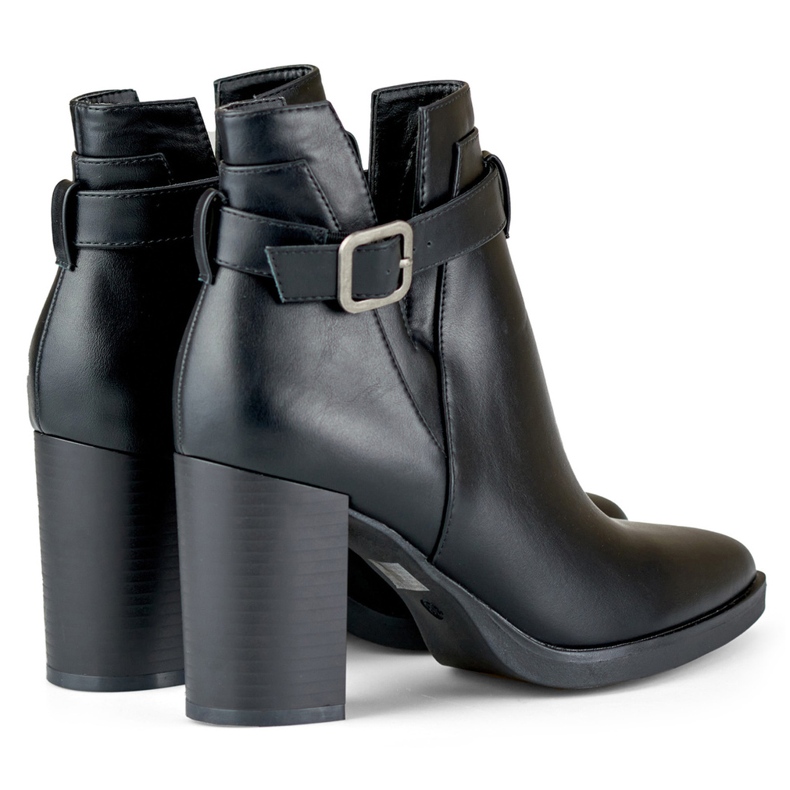 Dámské vykrojené černé kozačky na sloupku béžový 1