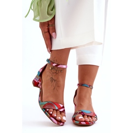 STEPHAN Vzorované saténové sandály na vysokém podpatku Pink Mix Inspire Me! vícebarevný 3