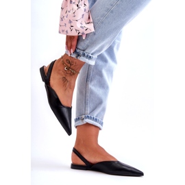 Dámské ekologické pokožky klouzavé černých balerínů černá 3