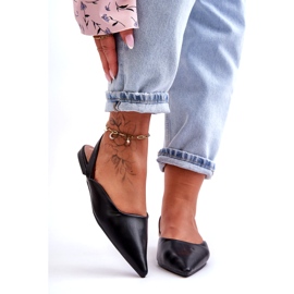 Dámské ekologické pokožky klouzavé černých balerínů černá 2