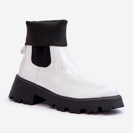 Dámské lakované boty Jodhpur bílé Pavo bílý 1