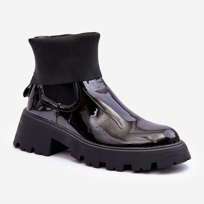 Dámské lakované boty Jodhpur Black Pavo černá 1