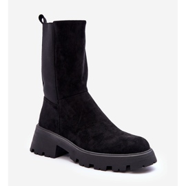 Dámské semišové kozačky na plochém podpatku černé Altandros černá 1 Dámské semišové kozačky na plochém podpatku černé Altandros černá 1