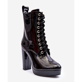 Černé patentované boty na vysokém podpatku Lolis černá 1