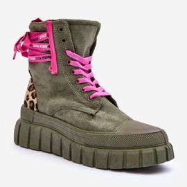 Dámské semišové kotníkové boty na platformě Green Rafter zelená 1 Dámské semišové kotníkové boty na platformě Green Rafter zelená 1