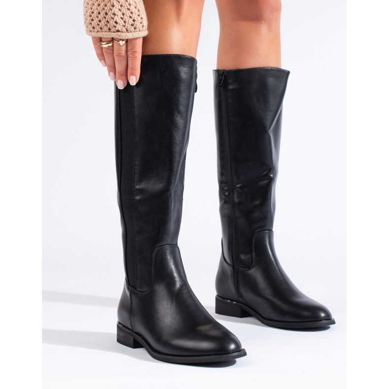 Dámské černé klasické kozačky Shelovet černá 1