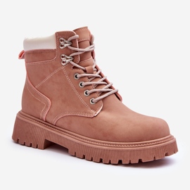 Dámské kožené teplé Trappers růžové hůlky růžový 1