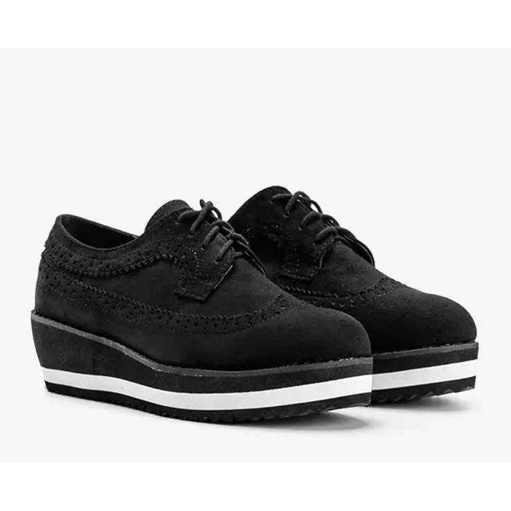 Černé semišové boty na vysoké podrážce Camryn černá 2