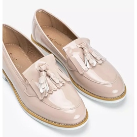 Béžové lakované boty s třásněmi Lorena béžový 1