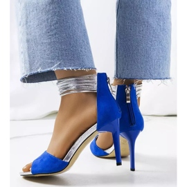 Modré sandály na vysokém podpatku Vasquez modrý stříbrný 2