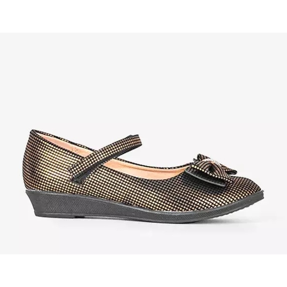 Dětské zlaté balerínky s mašlí Tienne černá 1 Dětské zlaté balerínky s mašlí Tienne černá 1