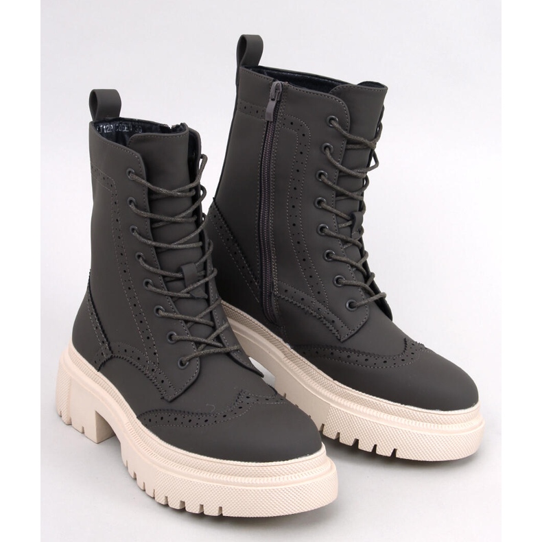 Aubert Green šněrovací kozačky zelený 1