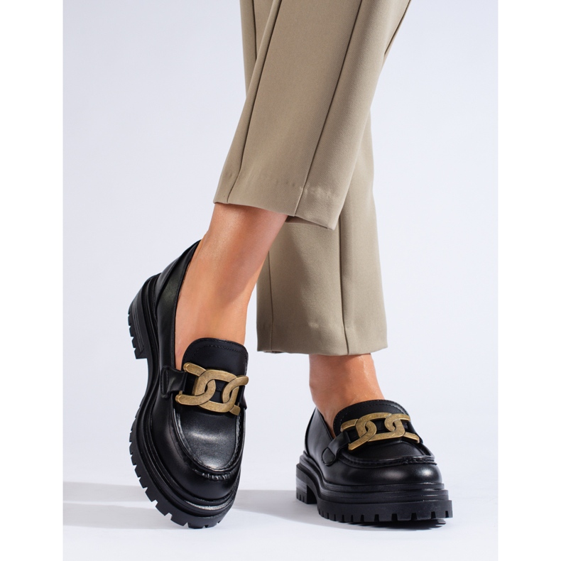 Černé dámské mokasíny na silné platformě Shelovet černá 1