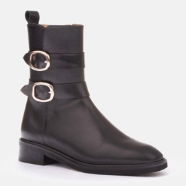 Marco Shoes Kozačky se zlatou přezkou černý 1