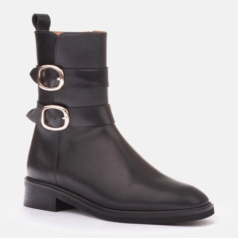 Marco Shoes Kozačky se zlatou přezkou černý 1