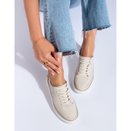 SHELOVET Dámské béžové kožené boty na platformě Shlovet béžový 1