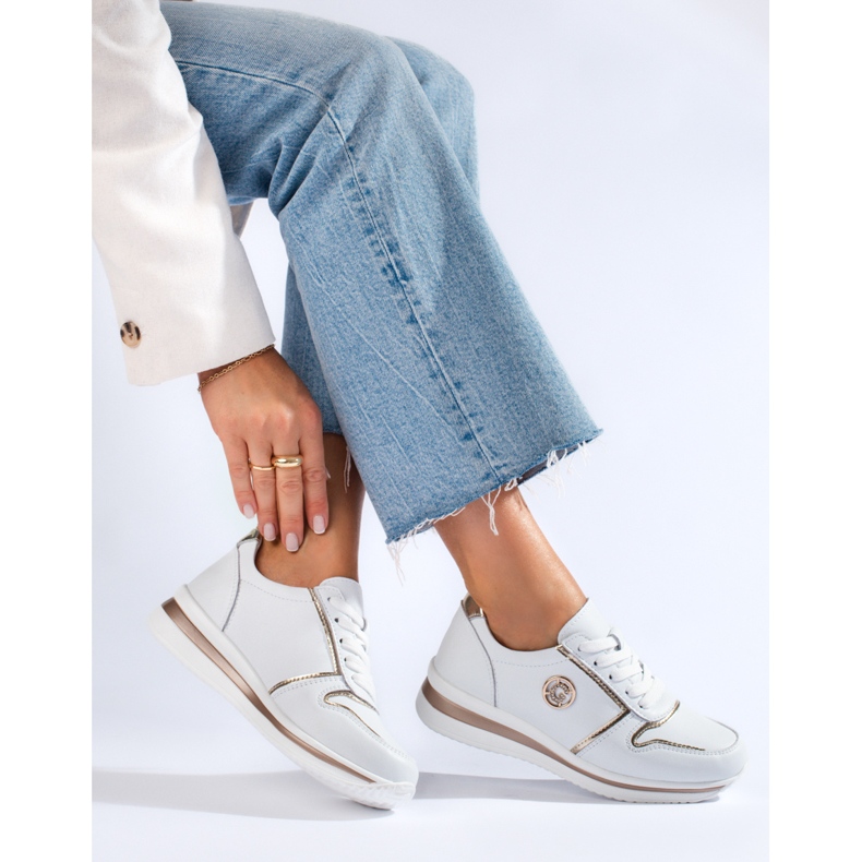 Dámské bílé kožené sportovní boty Shelovet bílý 1