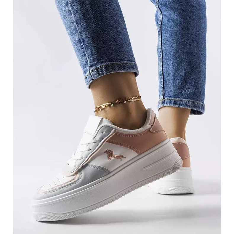 Růžové a modré tenisky na platformě od Gidle bílý 2