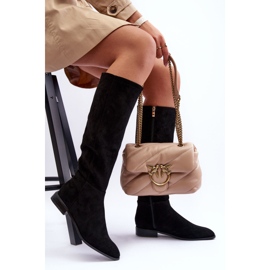 Semišové boty na plochém podpatku Black Eelin černá 1 Semišové boty na plochém podpatku Black Eelin černá 1