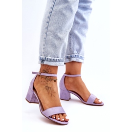 Líbánky fialové semišové klasické sandály na nízkém podpatku fialový 2