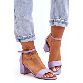Líbánky fialové semišové klasické sandály na nízkém podpatku fialový 3