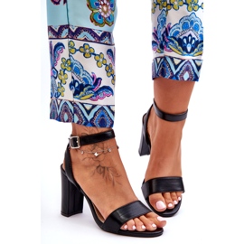 Klasické dámské sandály na podpatku černé černá 4