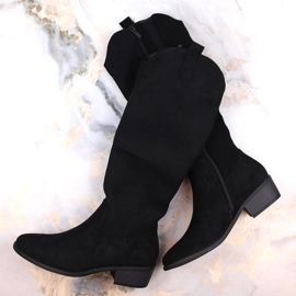 Dámské semišové zateplené kozačky černé Jezzi RMR2353-4 černá 1 Dámské semišové zateplené kozačky černé Jezzi RMR2353-4 černá 1