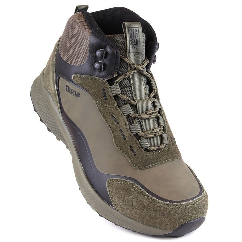 Pánské sportovní boty vysoké zateplené khaki Big Star MM174333 zelený 1