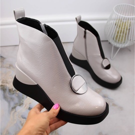 Šedé dámské kozačky na klínku D&amp;A S.Barski Premium Collection MR870-36 šedá 1