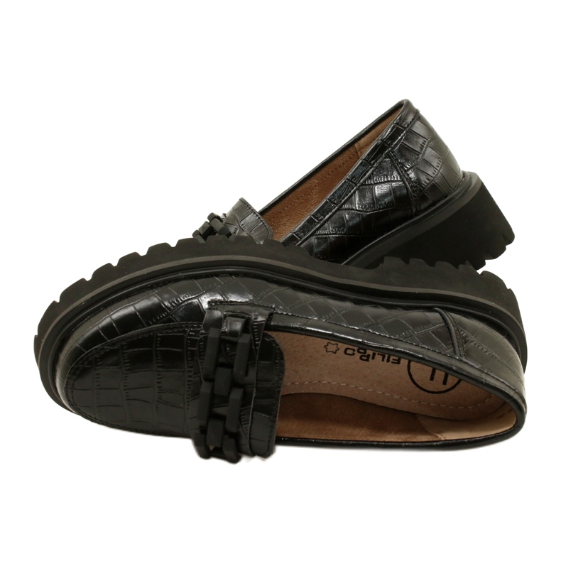 Kožené mokasíny s dekorací Filippo DP4792/23 BK CR černé černý 4