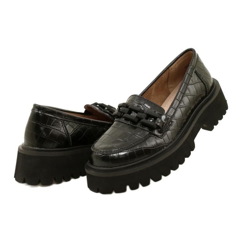 Kožené mokasíny s dekorací Filippo DP4792/23 BK CR černé černý 3