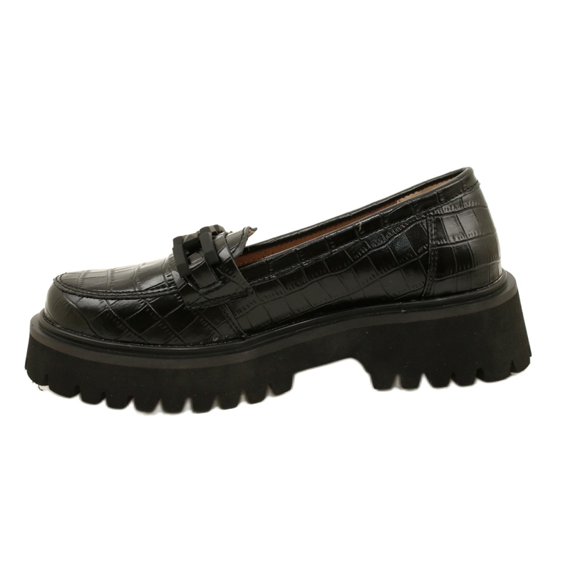 Kožené mokasíny s dekorací Filippo DP4792/23 BK CR černé černý 1