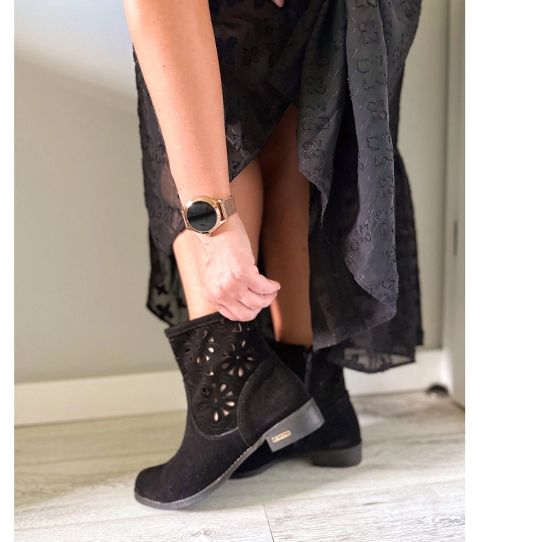 Olivier Pohodlné černé prolamované boty Alice černá 2