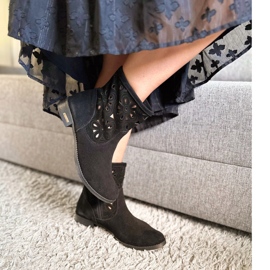 Olivier Pohodlné černé prolamované boty Alice černá 1