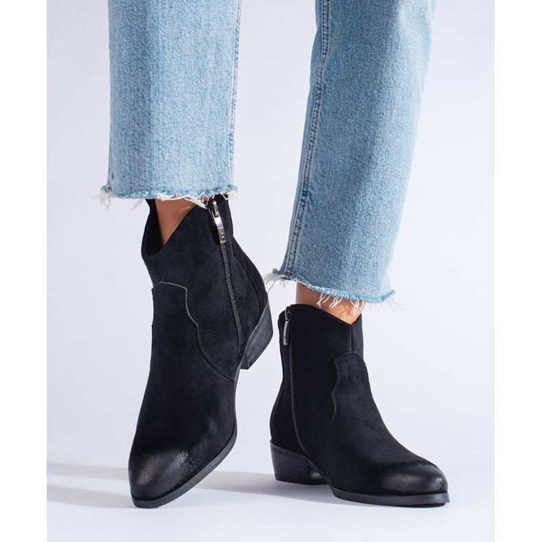 W. Potocki Dámské černé kovbojské boty Potocki semiš černá 1 W. Potocki Dámské černé kovbojské boty Potocki semiš černá 1