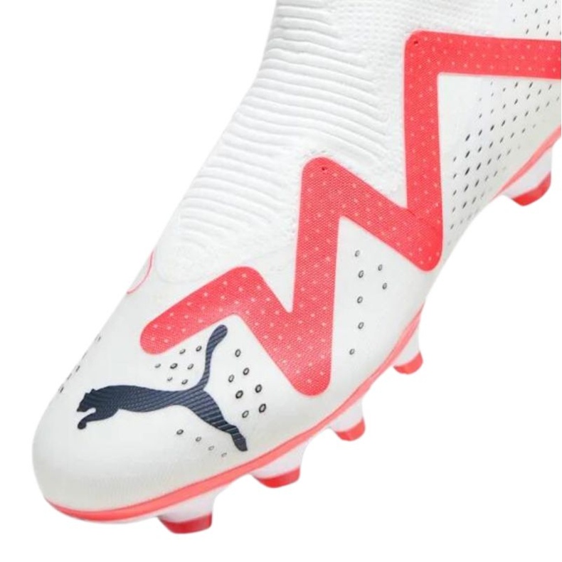 Puma Future Match+ Ll FG/AG 107366 01 bílé kopačky s ponožkou bílý bílý 3