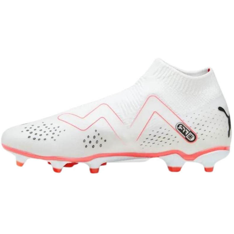 Puma Future Match+ Ll FG/AG 107366 01 bílé kopačky s ponožkou bílý bílý 4