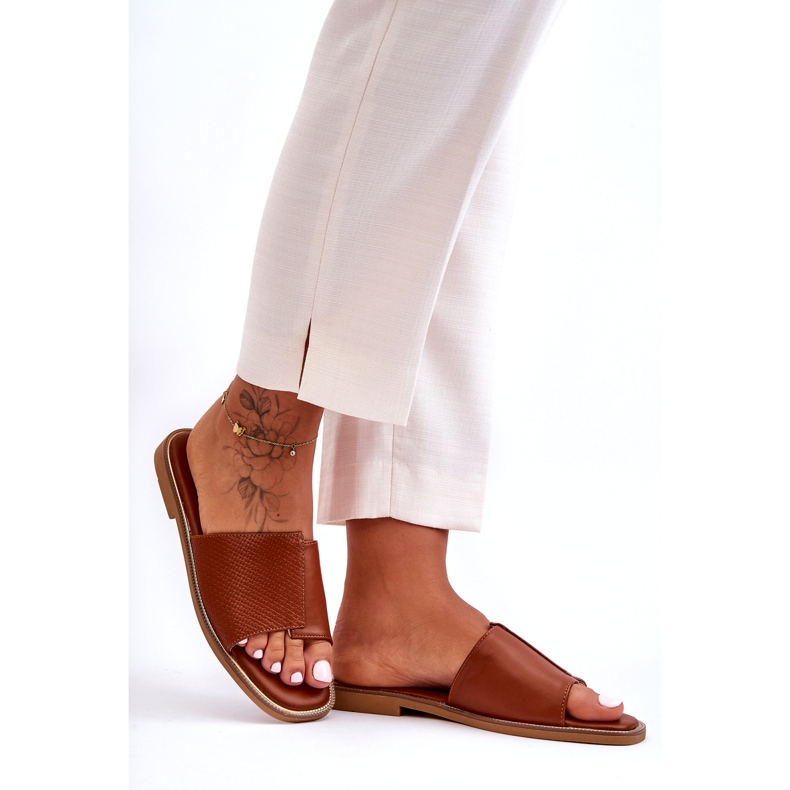 Dámské kožené pantofle Camel Harmony hnědý 1