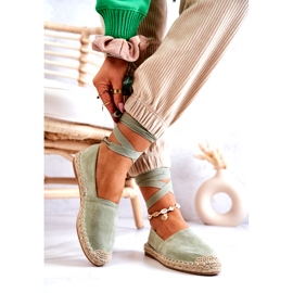 Zelené semišové espadrilky se zavazováním zelený 3