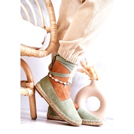 Zelené semišové espadrilky se zavazováním zelený 5
