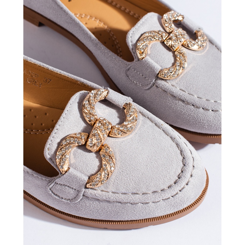 SHELOVET Dámské šedé semišové mokasíny Shelovvet šedá 2