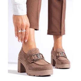 W. Potocki Tmavě béžové semišové boty na vysokém podpatku značky Potocki béžový 2