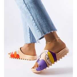 Tmavě béžové žabky s potisky Lindale béžový 2