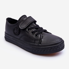 PE1 Dětské tenisky na suchý zip Black Delmara černý 1
