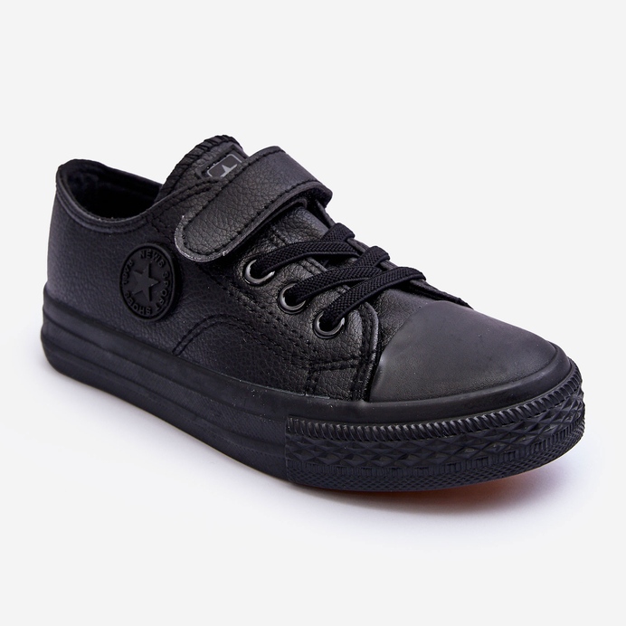 PE1 Dětské tenisky na suchý zip Black Delmara černý 1