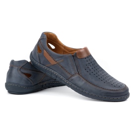 Olivier Pánské kožené mokasíny na léto 602 navy blue modrý 4