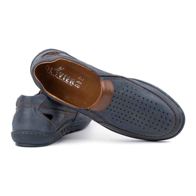 Olivier Pánské kožené mokasíny na léto 602 navy blue modrý 2