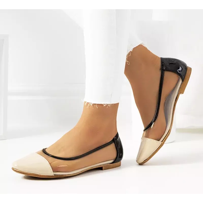 Béžové transparentní baleríny Pastella bezbarvý béžový černá 2